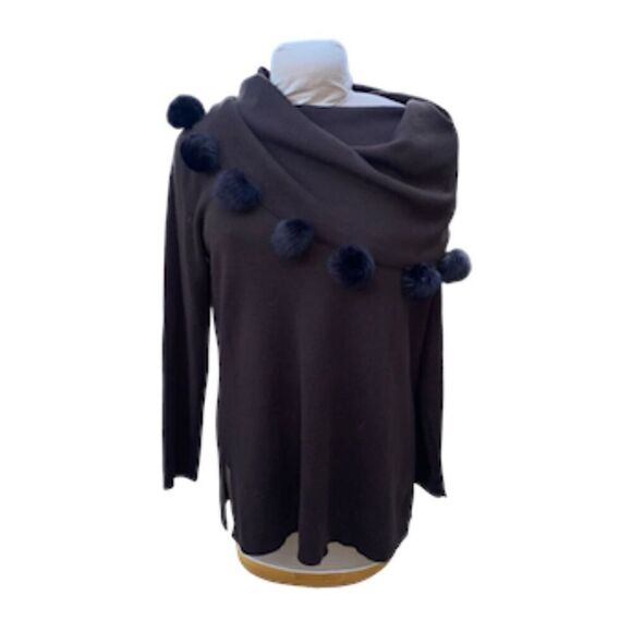 Pursuits Ltd. Merino Wool Sweater with Rabbit Fur AccentsBrown Sz XL Holiday Par - Picture 8 of 11